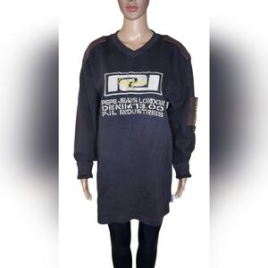Vintage Pepe Jeans men's brown cotton embroidered graphic pullover sweatshirt  M
